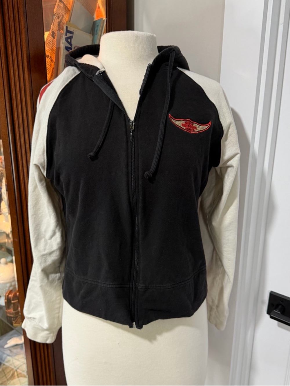 Harley-Davidson Embroidered Black Hoodie with White sleeves “High Quality”